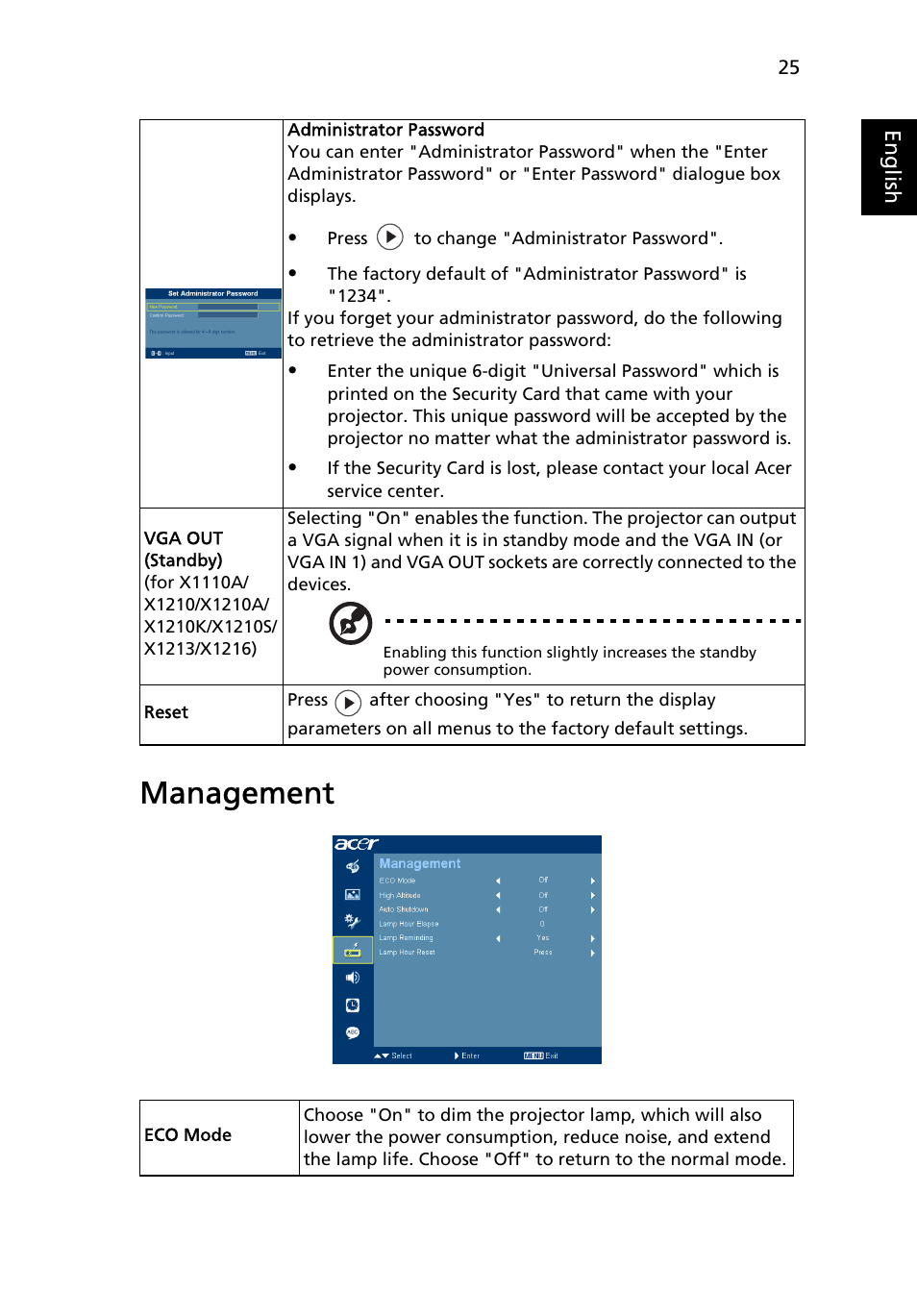 Management | Acer X1213 User Manual | Page 35 / 58