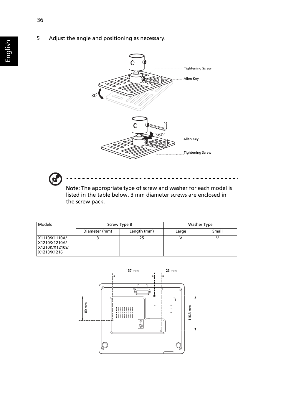 English | Acer X1213 User Manual | Page 46 / 58