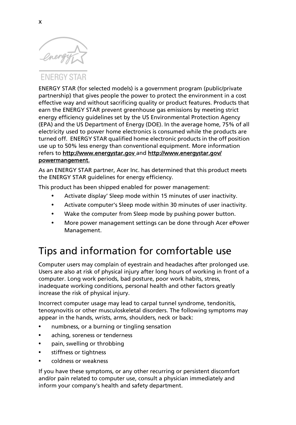 Tips and information for comfortable use | Acer Aspire 7720G User Manual | Page 10 / 123