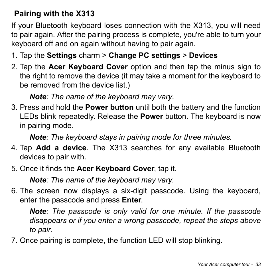 Pairing with the x313 | Acer TravelMate X313-M User Manual | Page 33 / 92