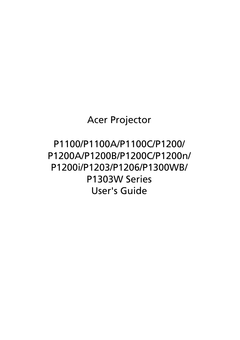 Acer P1200 User Manual | 75 pages