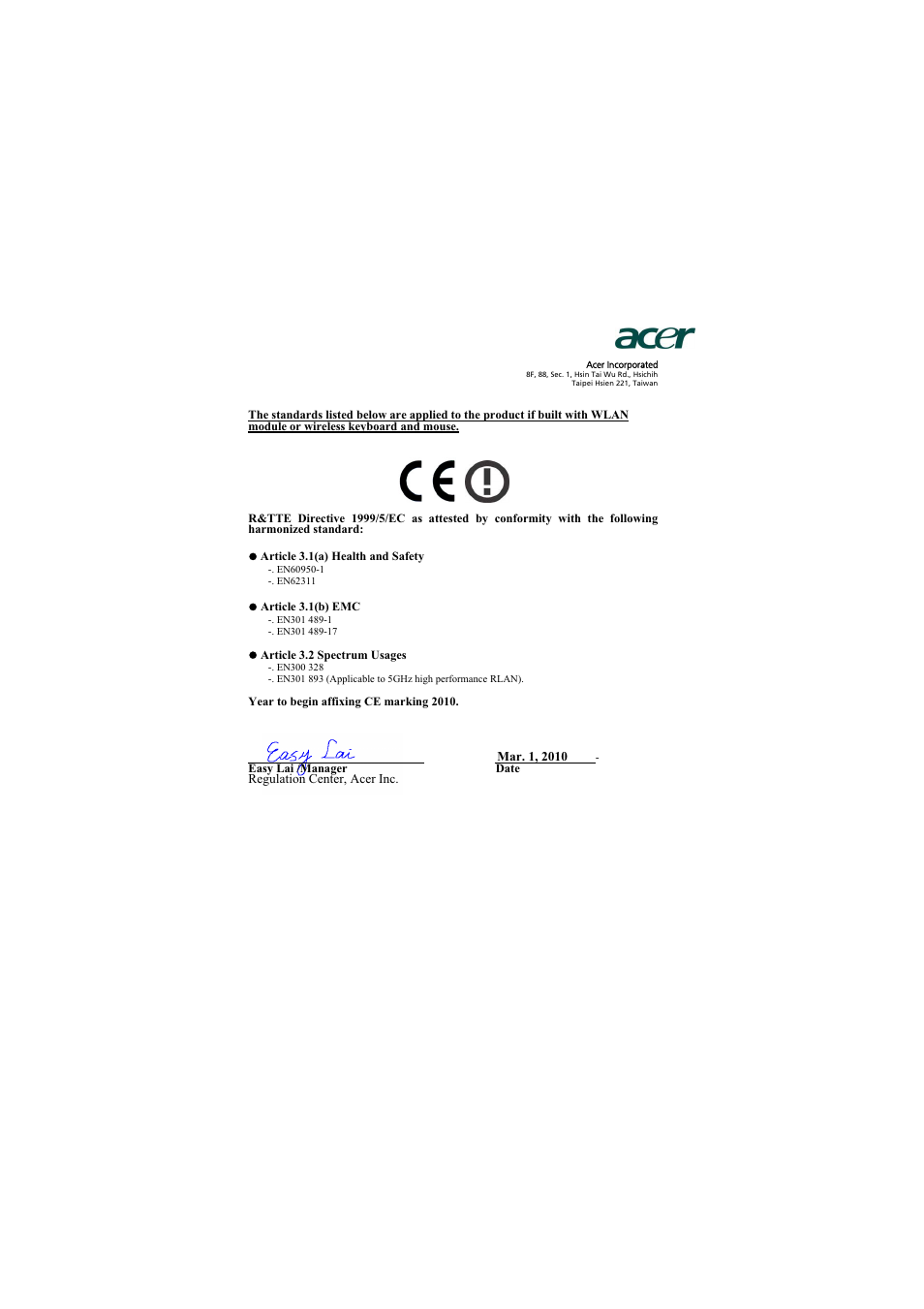 Acer P1200 User Manual | Page 74 / 75