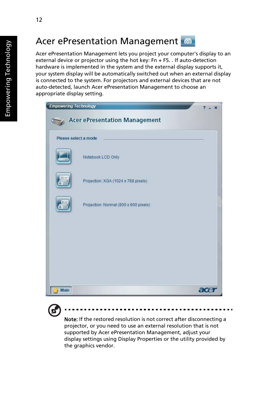 Acer epresentation management | Acer Aspire 5100 User Manual | Page 26 / 107