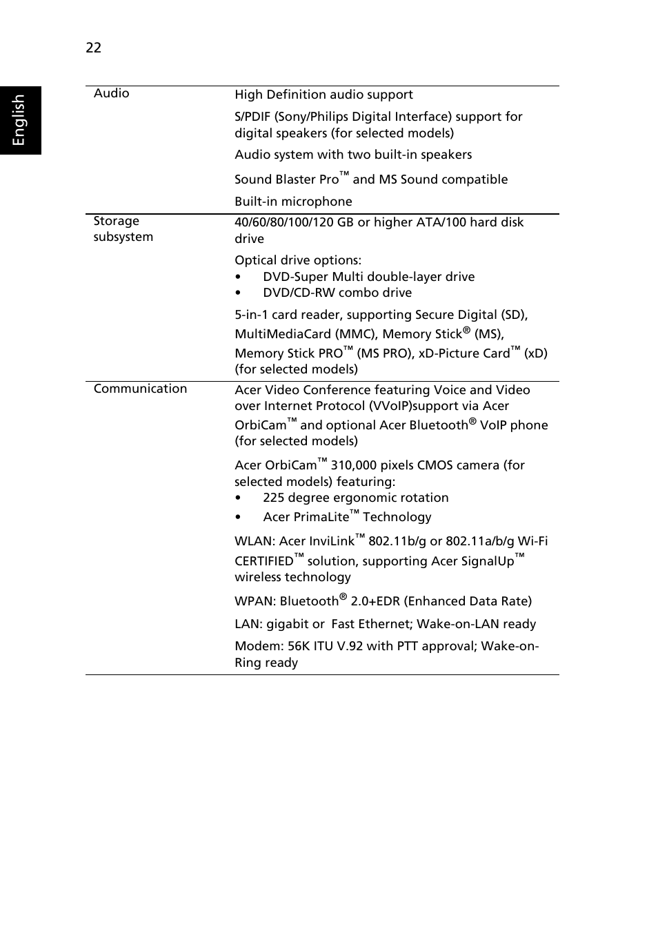 English | Acer Aspire 5100 User Manual | Page 36 / 107