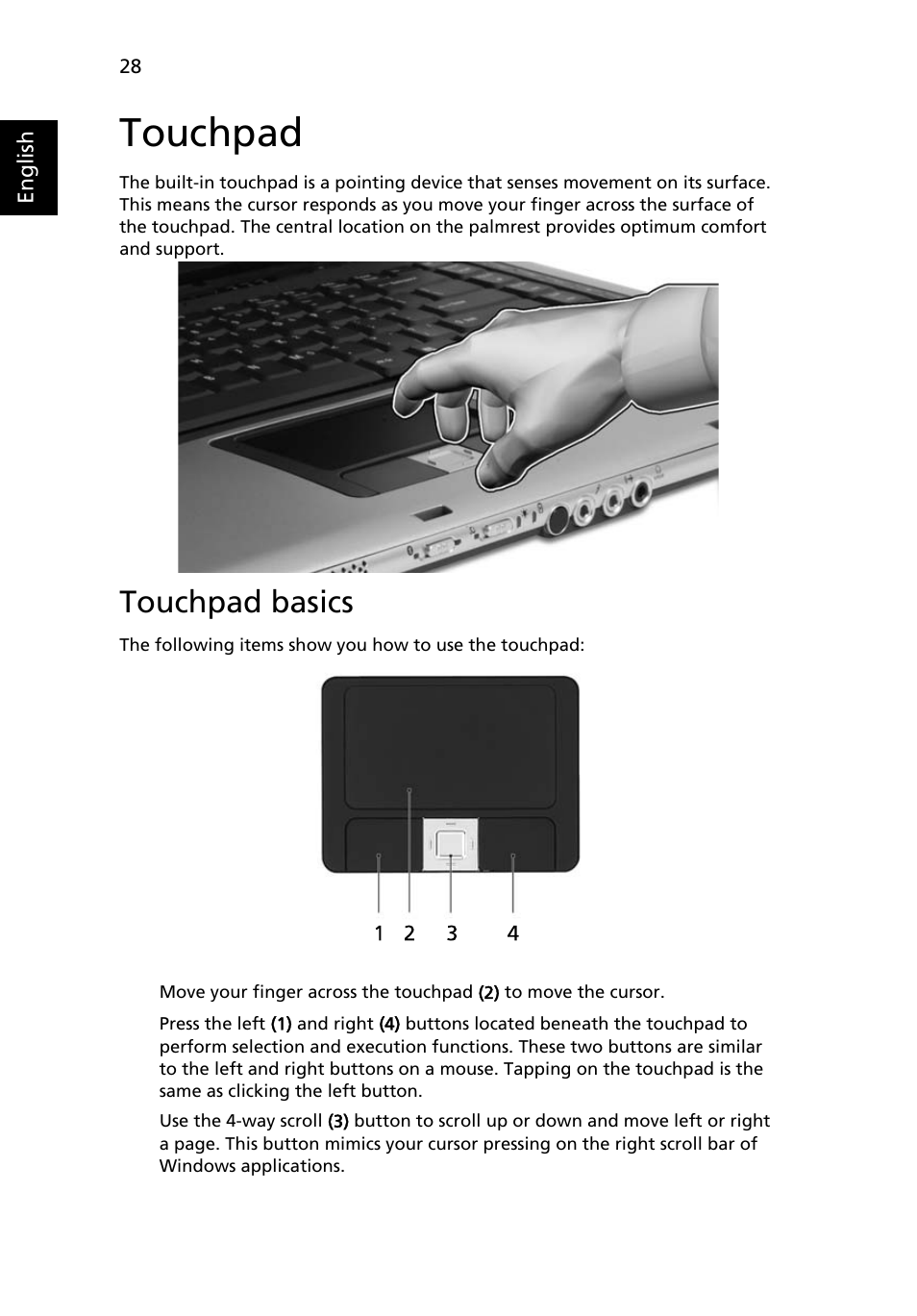 Touchpad, Touchpad basics | Acer Aspire 5100 User Manual | Page 42 / 107