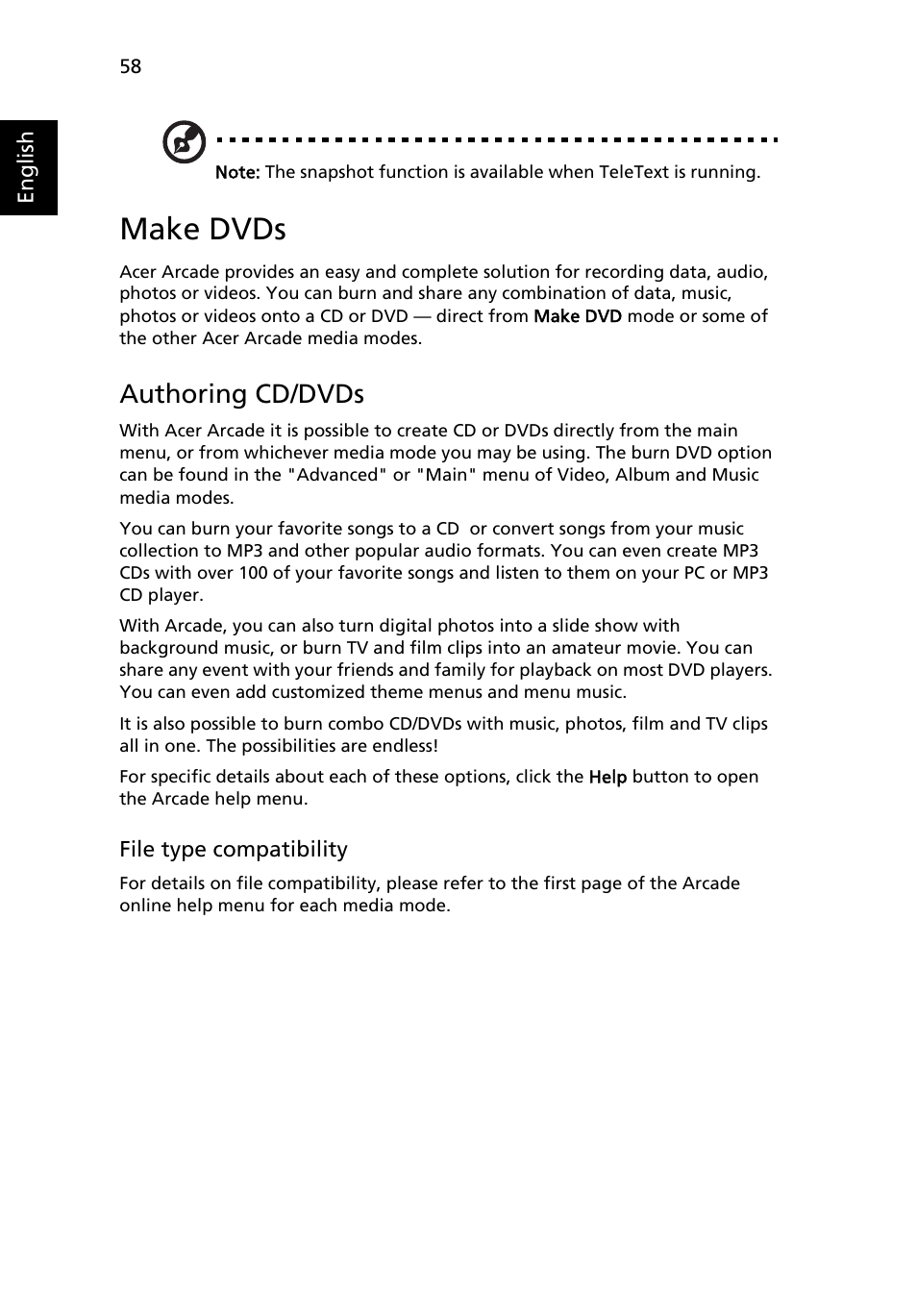 Make dvds, Authoring cd/dvds | Acer Aspire 5100 User Manual | Page 72 / 107