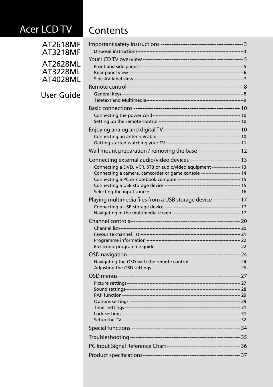 Acer AT3228ML User Manual | 40 pages