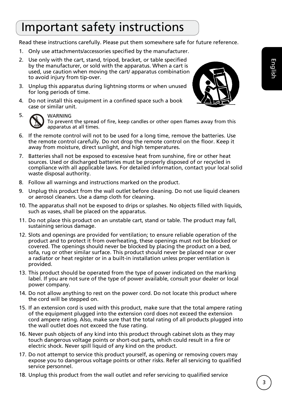 Important safety instructions | Acer AT3228ML User Manual | Page 3 / 40