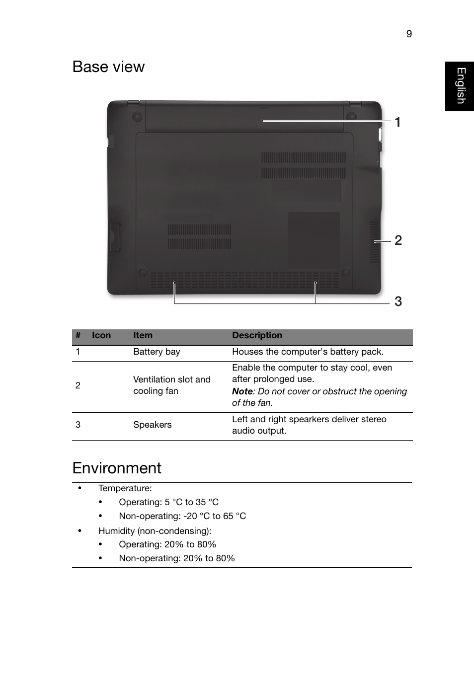 Base view, Environment, Base view environment | Acer AO725 User Manual | Page 9 / 9