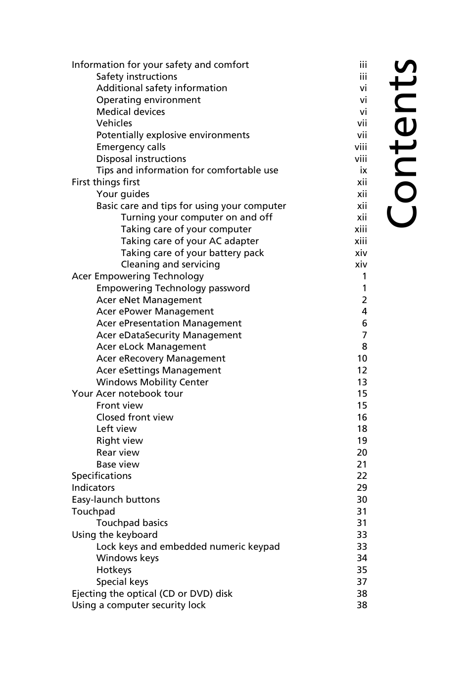 Acer Extensa 5510 User Manual | Page 15 / 123