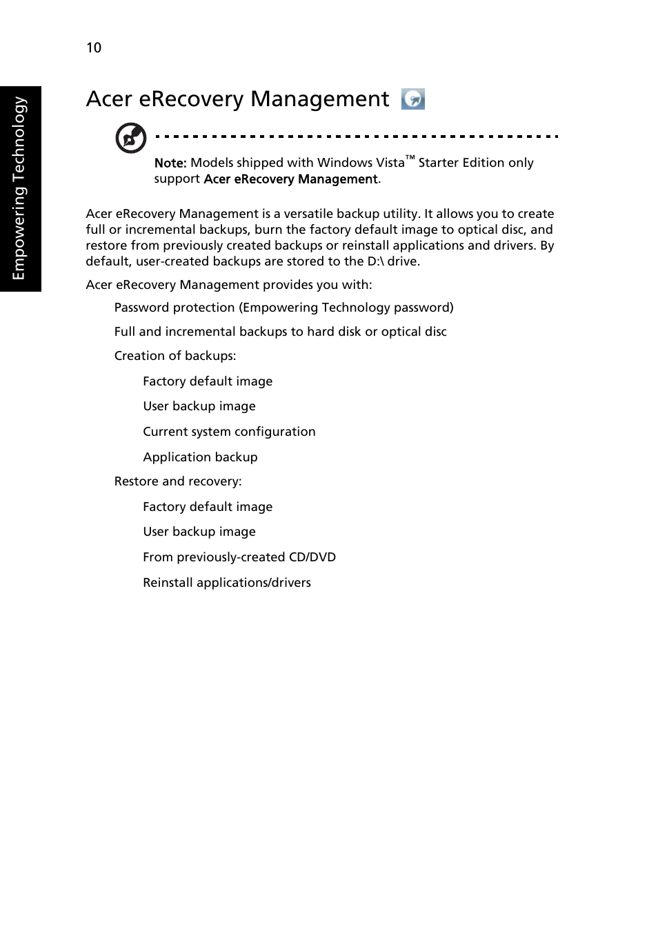 Acer erecovery management | Acer Extensa 5510 User Manual | Page 28 / 123