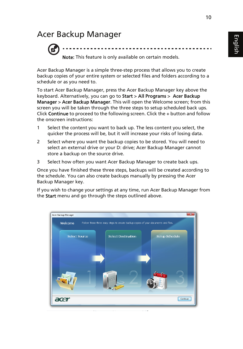 Acer backup manager | Acer Aspire 7735ZG User Manual | Page 29 / 72