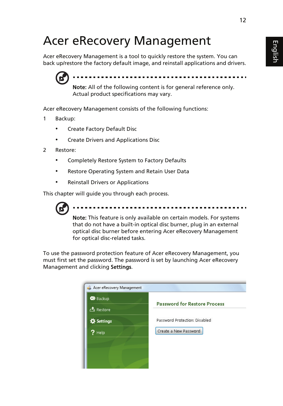 Acer erecovery management | Acer Aspire 7735ZG User Manual | Page 31 / 72