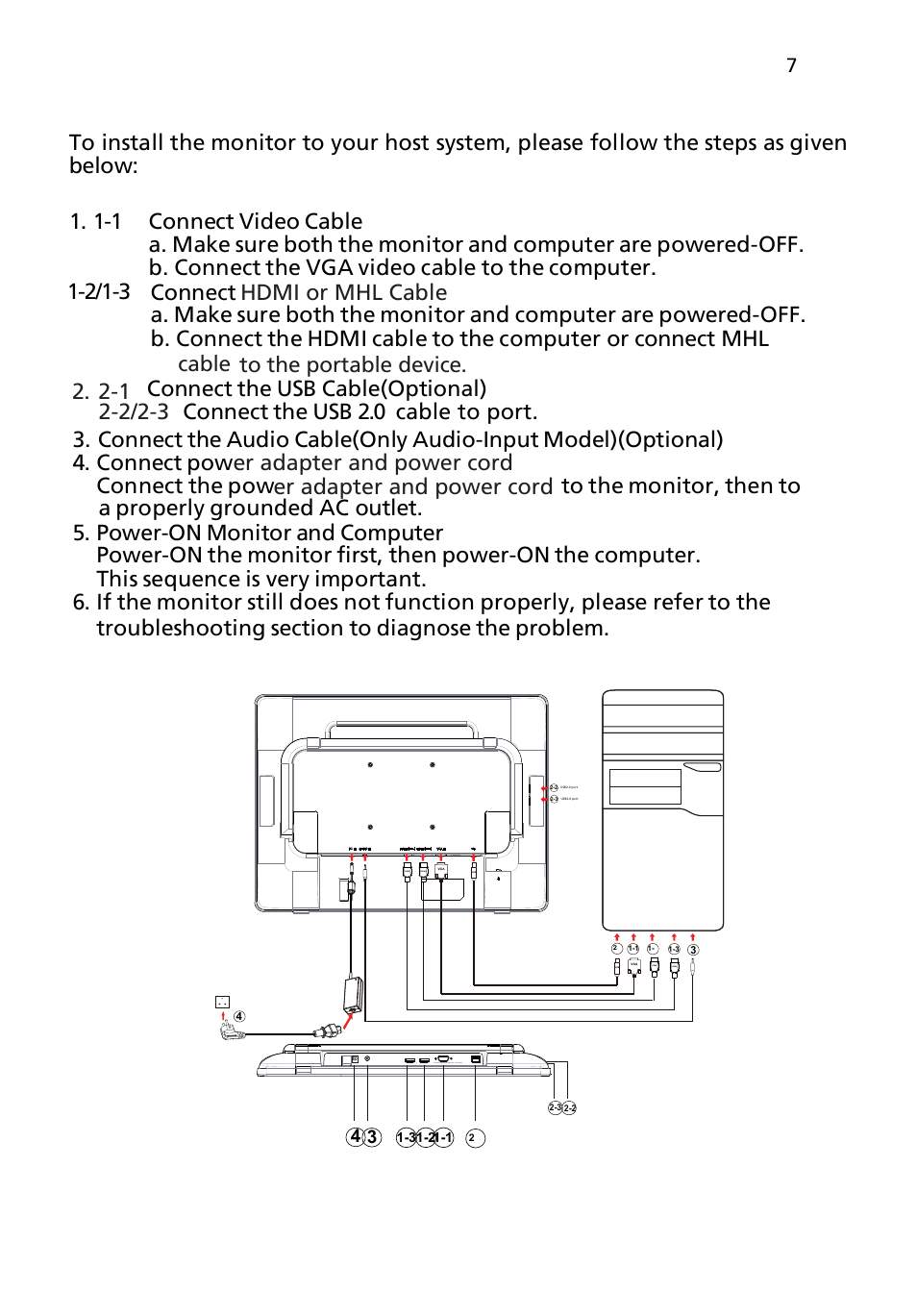 Installation, Cable to the portable device | Acer FT240HQL User Manual | Page 19 / 30