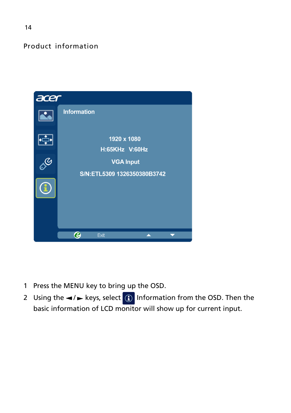 Acer FT240HQL User Manual | Page 26 / 30