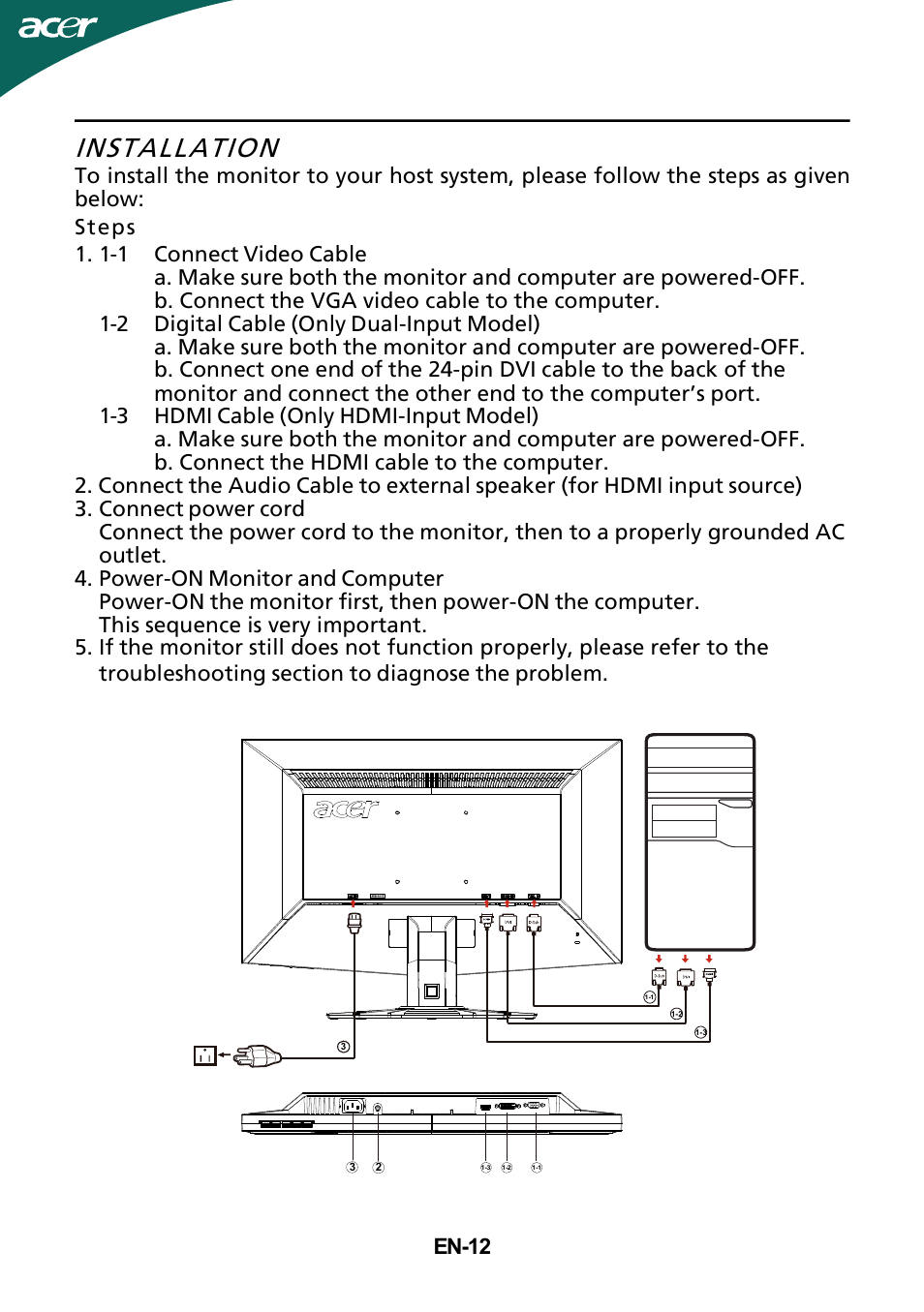 Installation, En-12 | Acer GD235HZ User Manual | Page 13 / 23