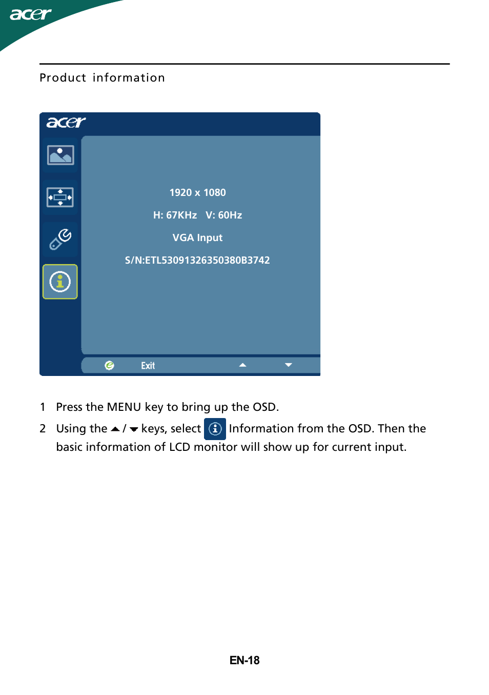 Acer GD235HZ User Manual | Page 19 / 23