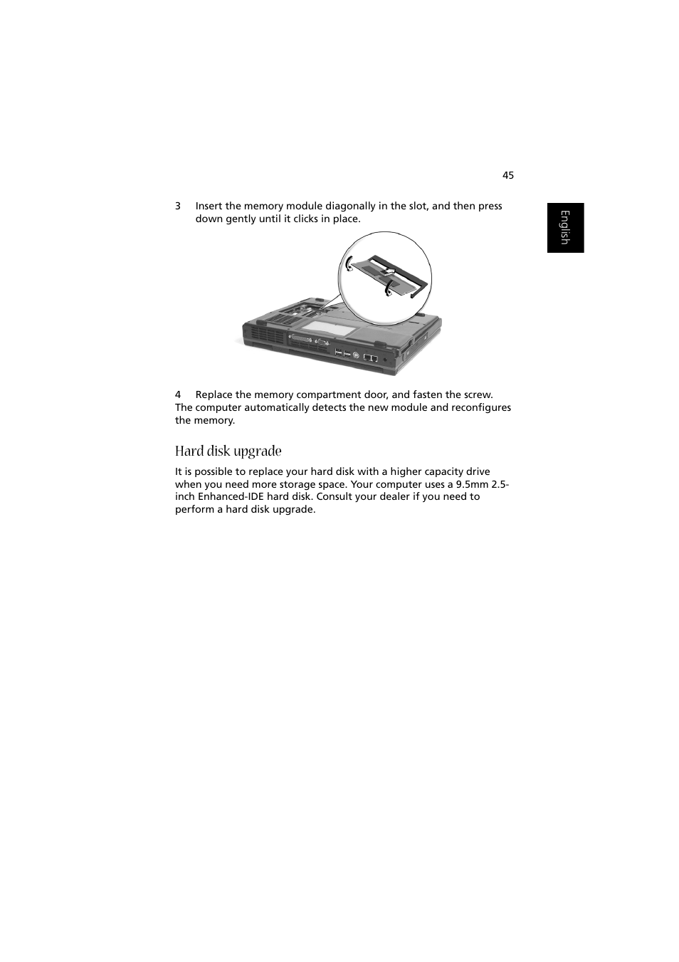 Hard disk upgrade | Acer Aspire 1350 User Manual | Page 55 / 93