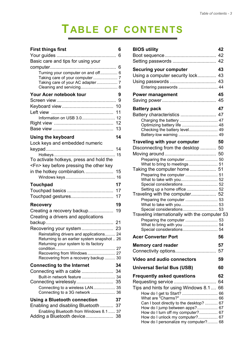 Acer Aspire V5-122P User Manual | Page 3 / 85