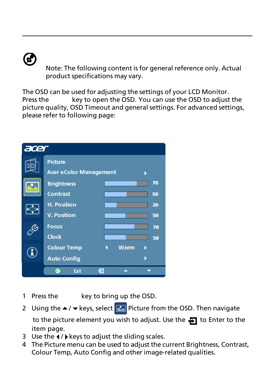 Acer GN246HL User Manual | Page 16 / 37