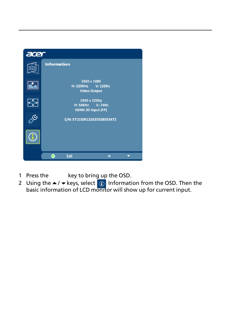 Acer GN246HL User Manual | Page 19 / 37