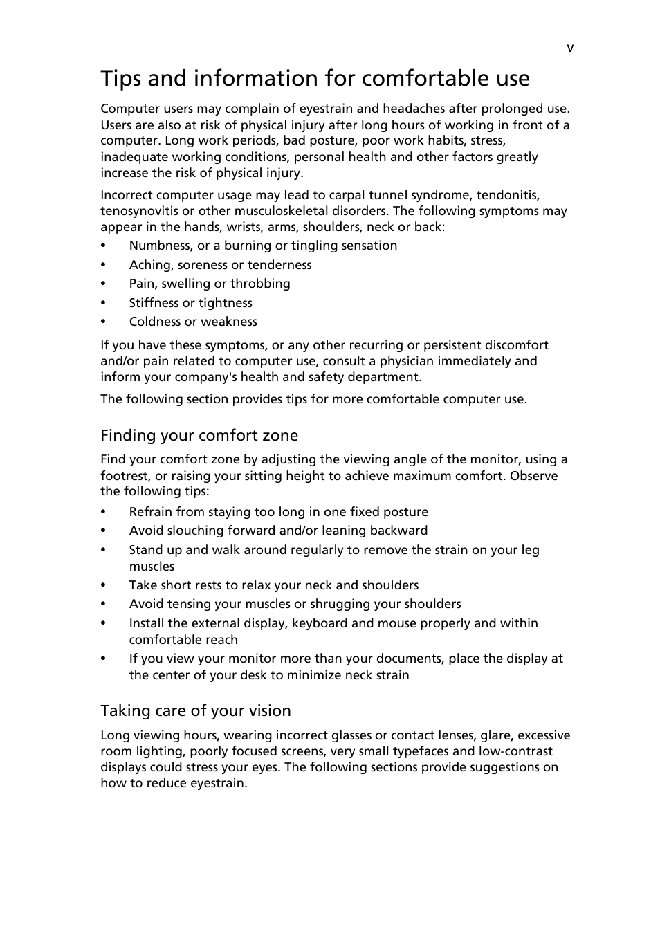Tips and information for comfortable use | Acer GN246HL User Manual | Page 29 / 37