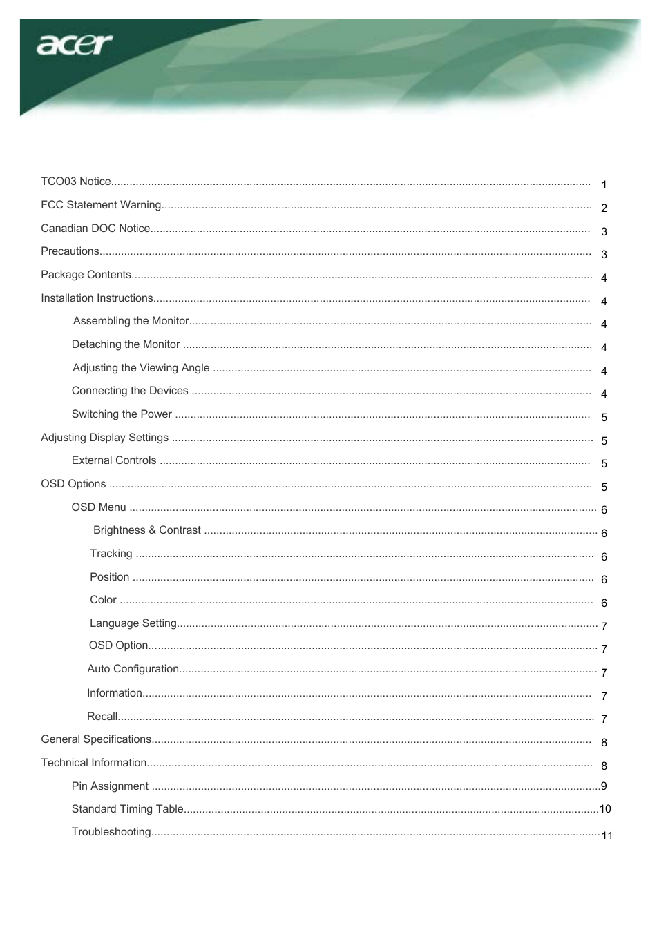 Acer AL1717 User Manual | 12 pages