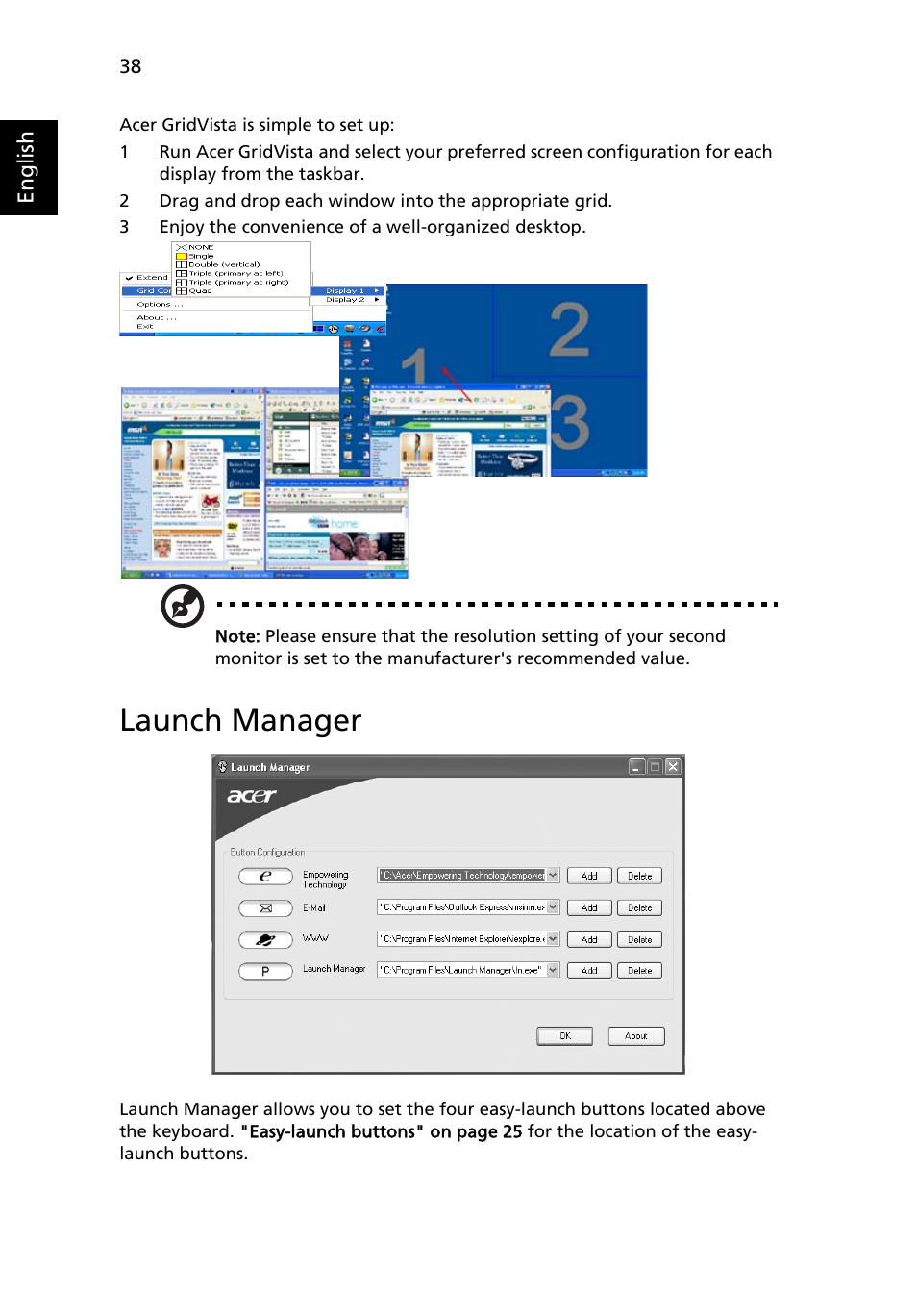 Launch manager | Acer TravelMate 2440 User Manual | Page 52 / 90