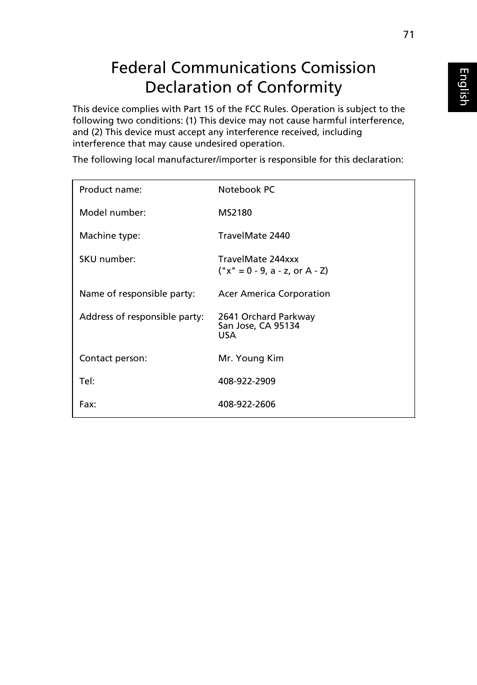 Acer TravelMate 2440 User Manual | Page 85 / 90