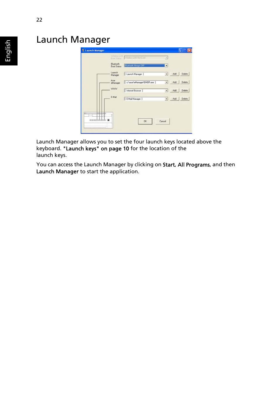Launch manager | Acer Aspire 3000 User Manual | Page 28 / 34