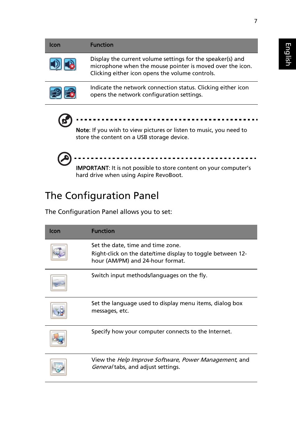 The configuration panel | Acer Aspire R3600 User Manual | Page 17 / 30