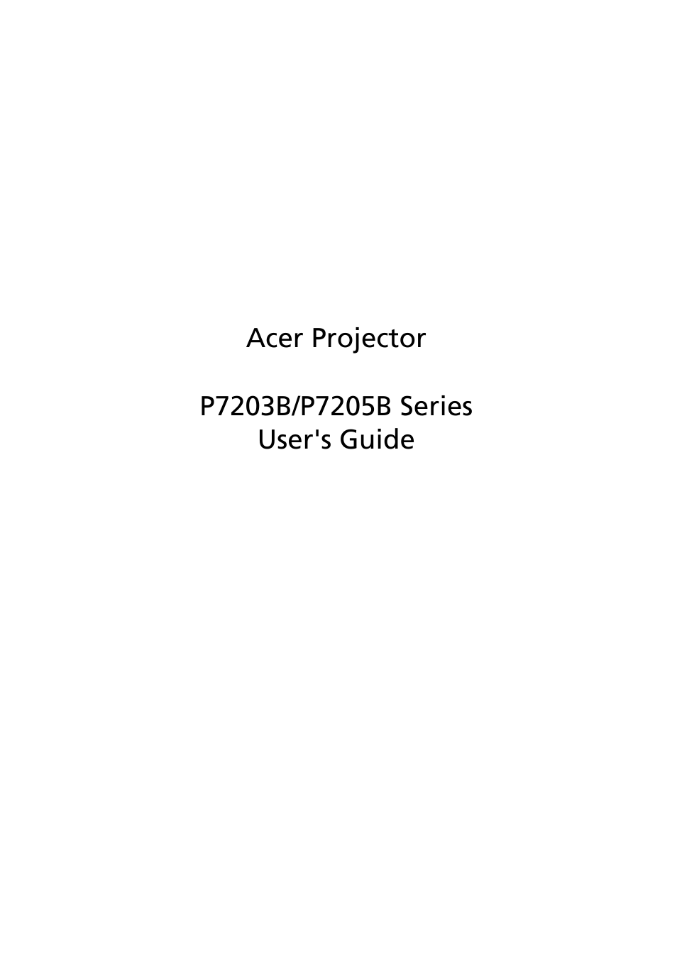 Acer P7203B User Manual | 61 pages