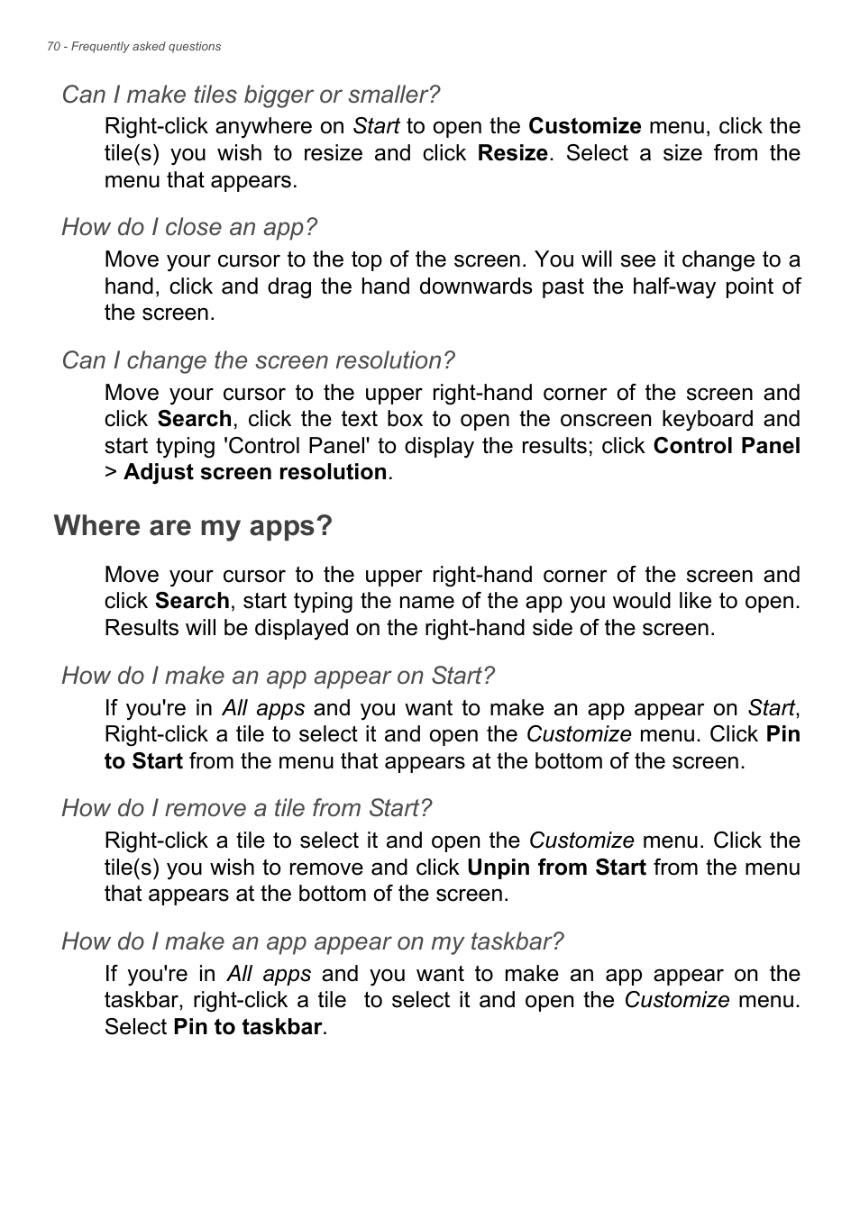 Where are my apps | Acer Aspire E1-732G User Manual | Page 70 / 86