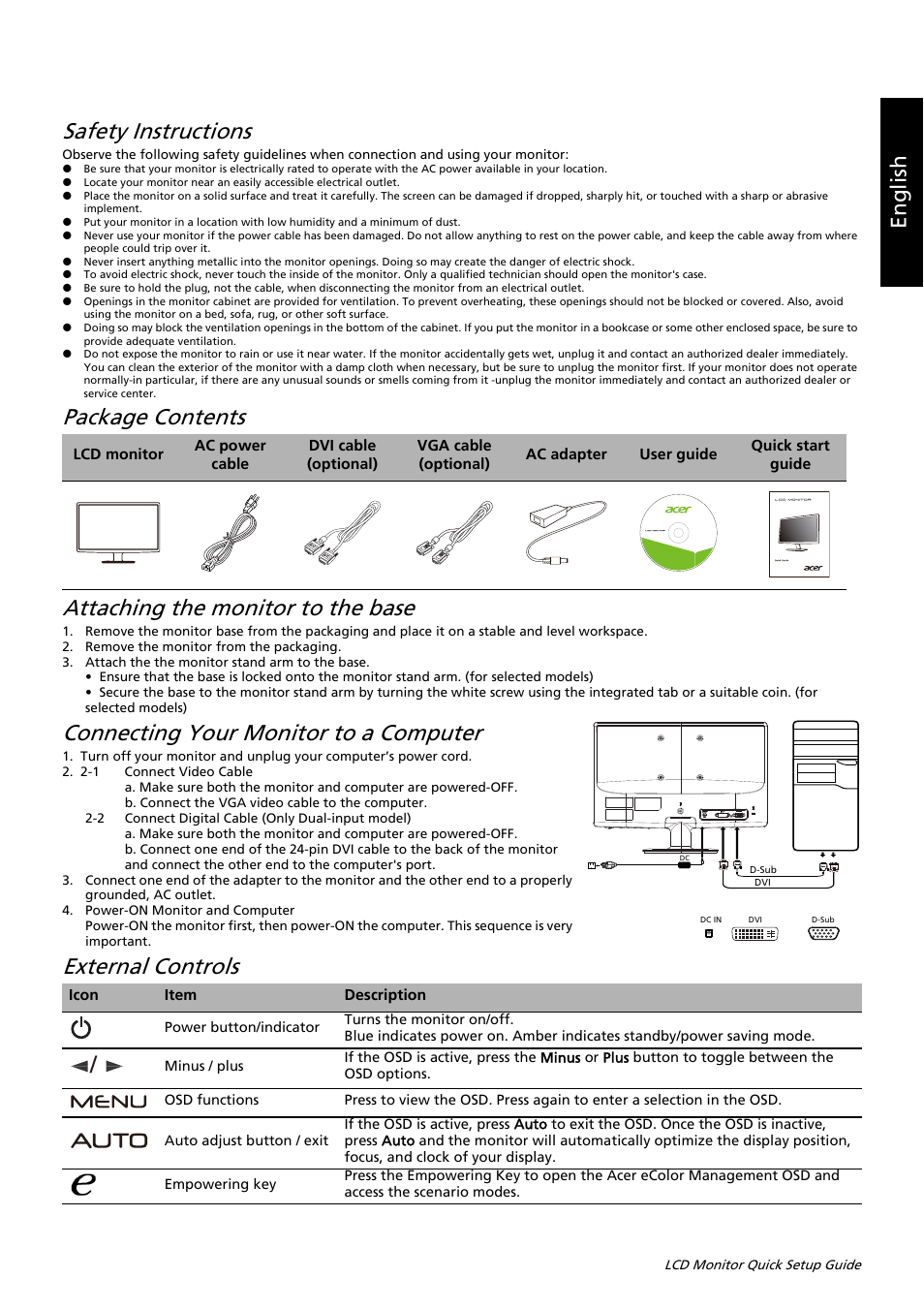 Acer V195WL User Manual | 2 pages