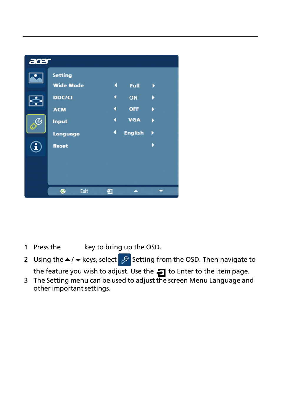 Acer G245HQL User Manual | Page 18 / 23