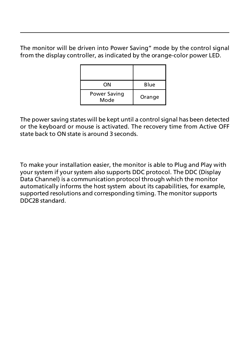 Power saving | Acer G245HQL User Manual | Page 9 / 23