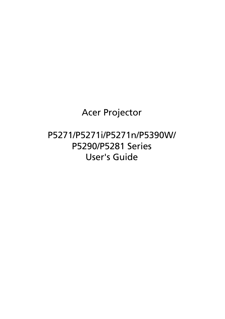 Acer P5271i User Manual | 69 pages