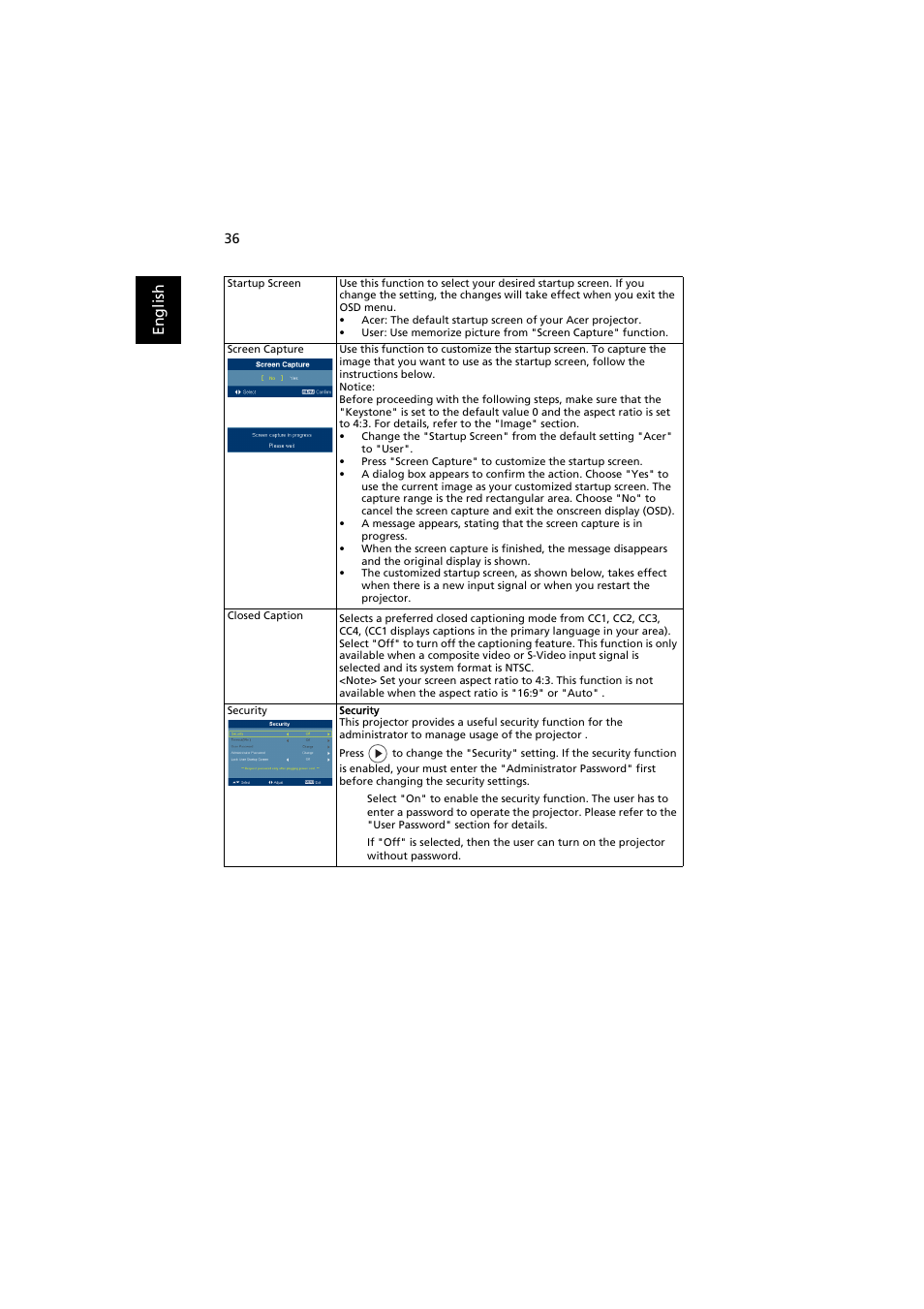 En gl ish | Acer P5271i User Manual | Page 46 / 69