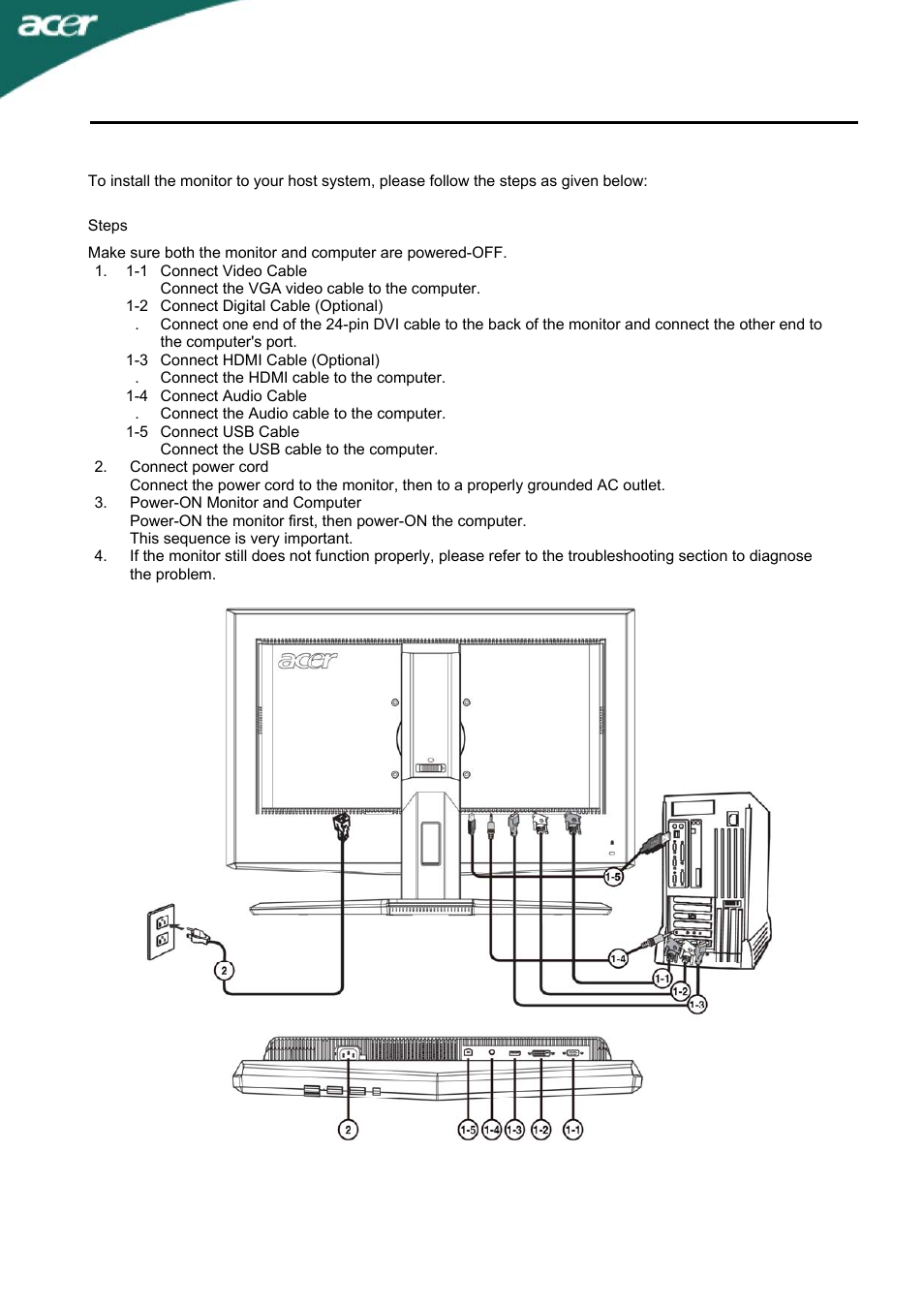 Installation, T230h | Acer T230H User Manual | Page 15 / 23