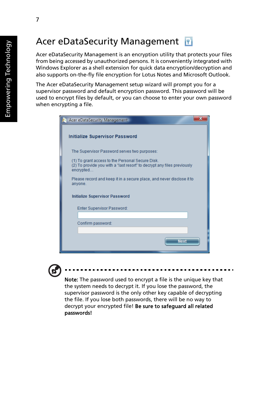 Acer edatasecurity management | Acer Extensa 5610 User Manual | Page 24 / 96