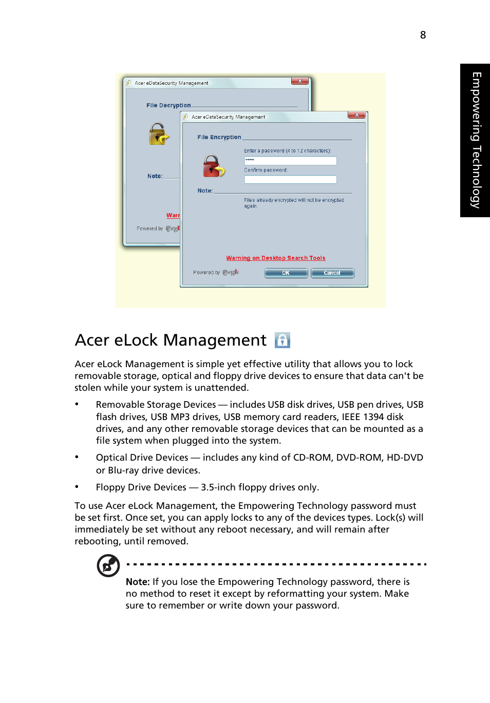 Acer elock management | Acer Extensa 5610 User Manual | Page 25 / 96