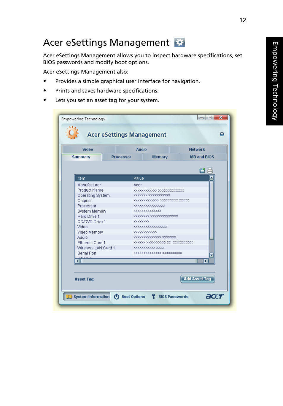 Acer esettings management | Acer Extensa 5610 User Manual | Page 29 / 96