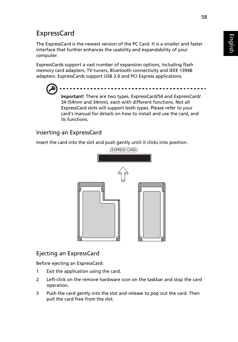 Expresscard | Acer Extensa 5610 User Manual | Page 75 / 96