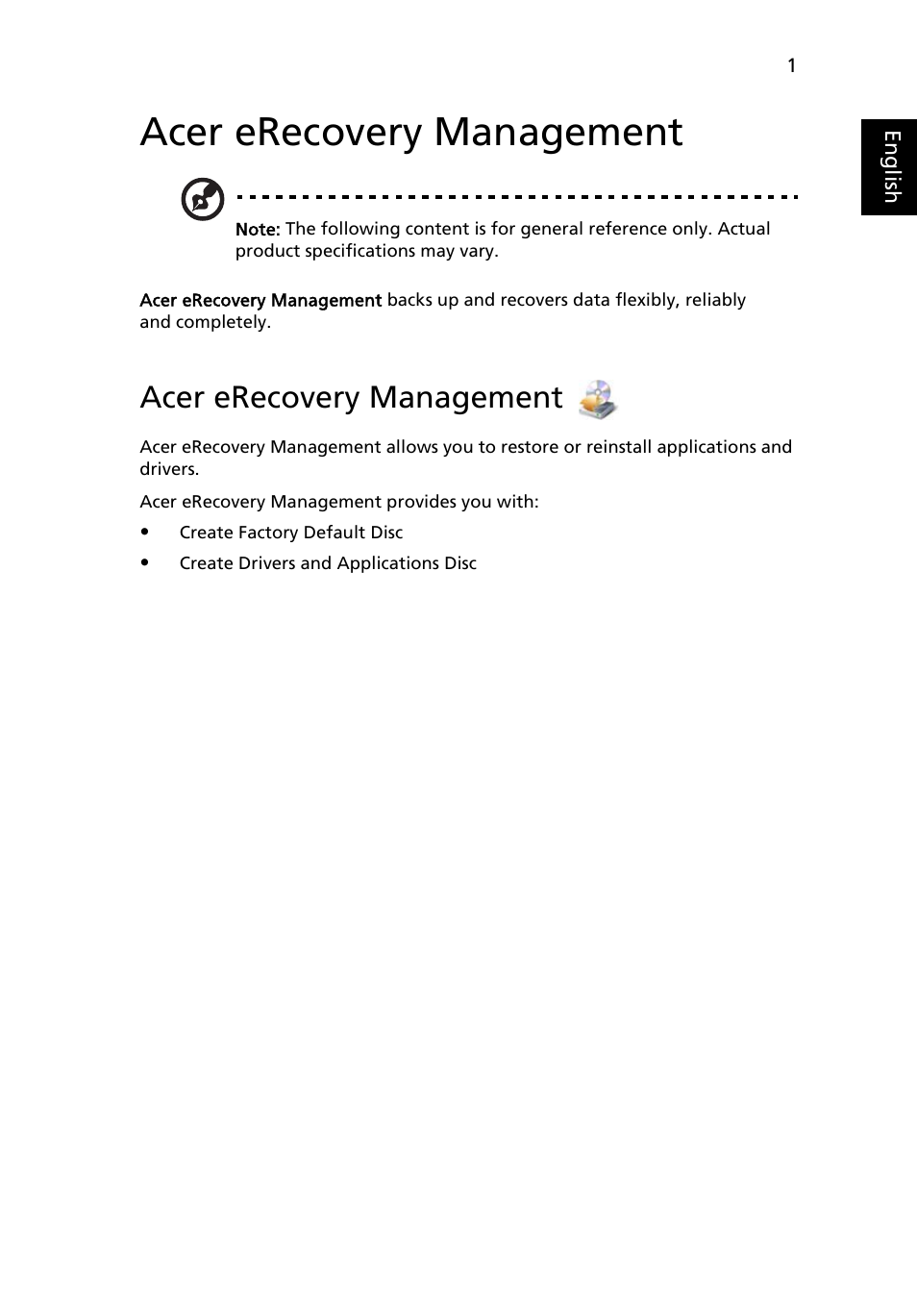 Acer erecovery management | Acer AOD250 User Manual | Page 19 / 52