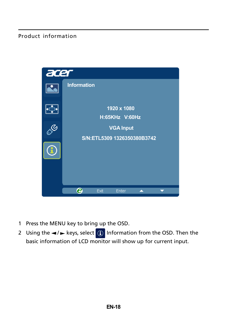 Acer B236HL User Manual | Page 27 / 29