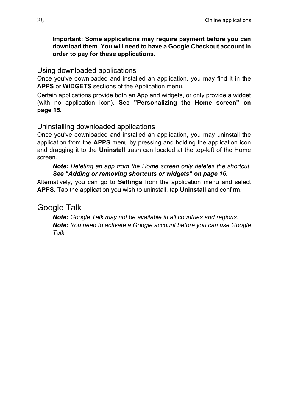 Google talk | Acer B1-A71 User Manual | Page 28 / 51