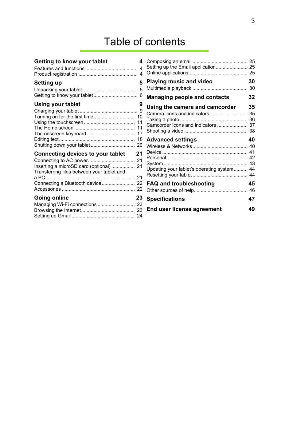 Acer B1-A71 User Manual | Page 3 / 51