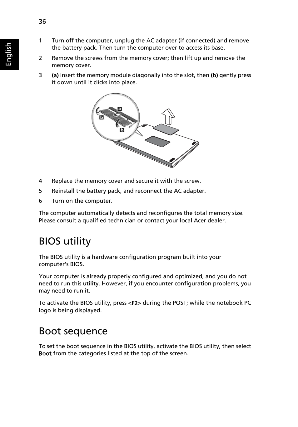 Bios utility, Boot sequence | Acer TravelMate 2430 User Manual | Page 46 / 67