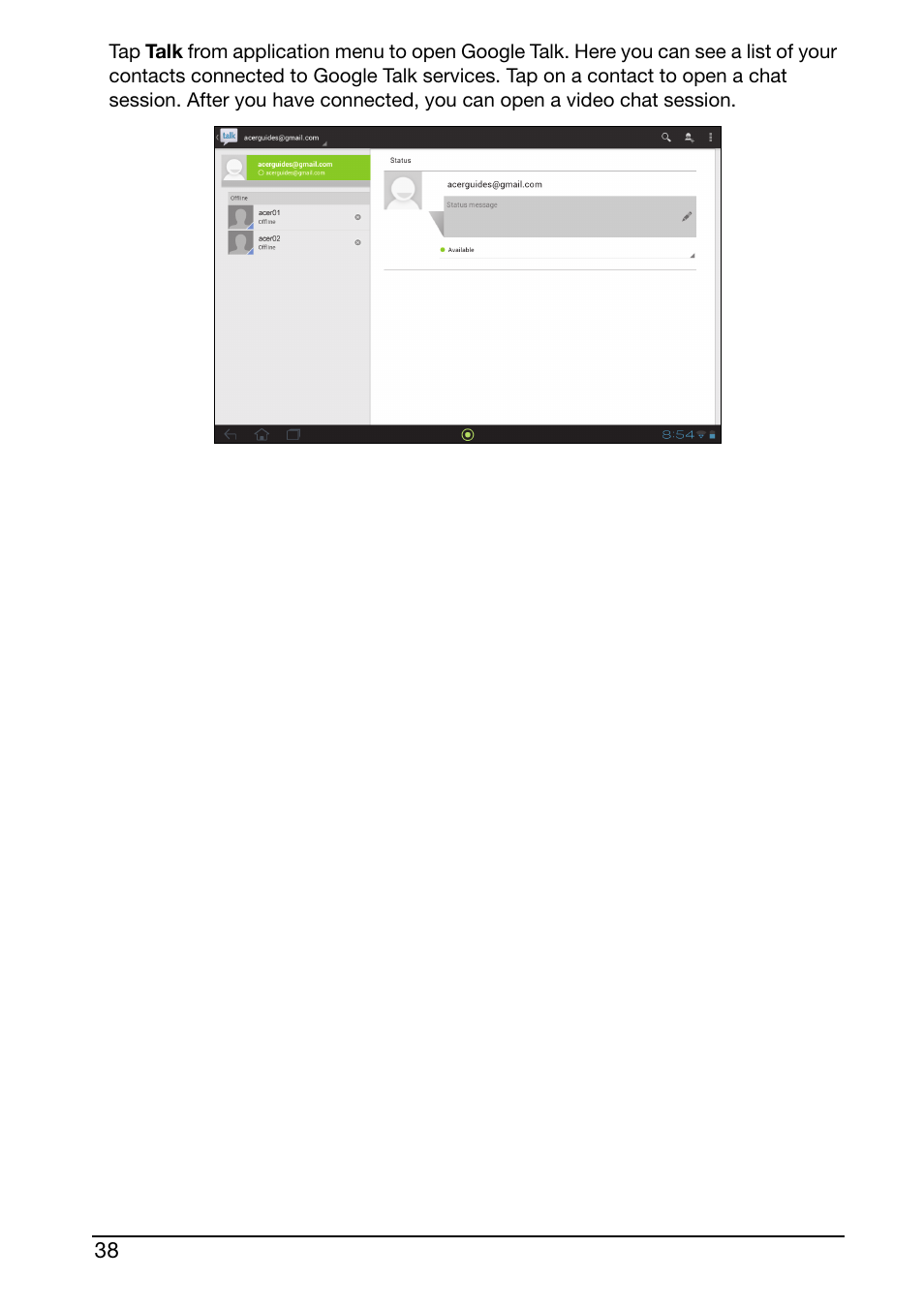 Acer A510 User Manual | Page 38 / 72