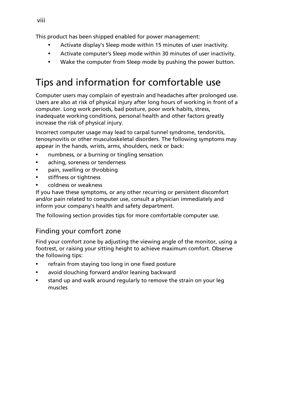 Tips and information for comfortable use | Acer B226WL User Manual | Page 8 / 29